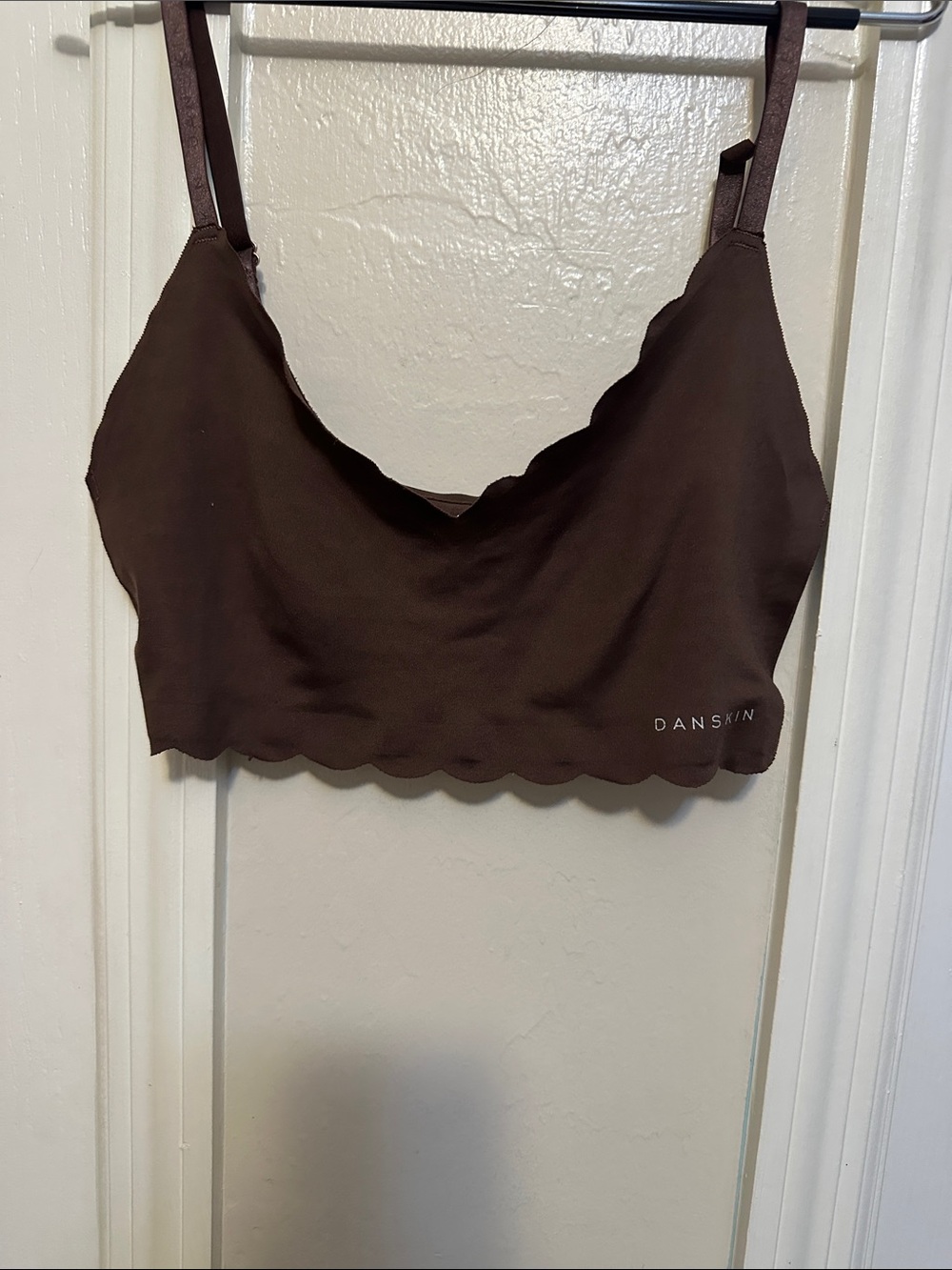 Danskin Brown Scalloped Edge Bralette with Adjustable Straps